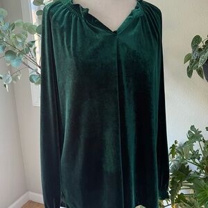 Elegant Dark Green Velvet Women's Top